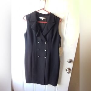 Women's Black Six Button Dress